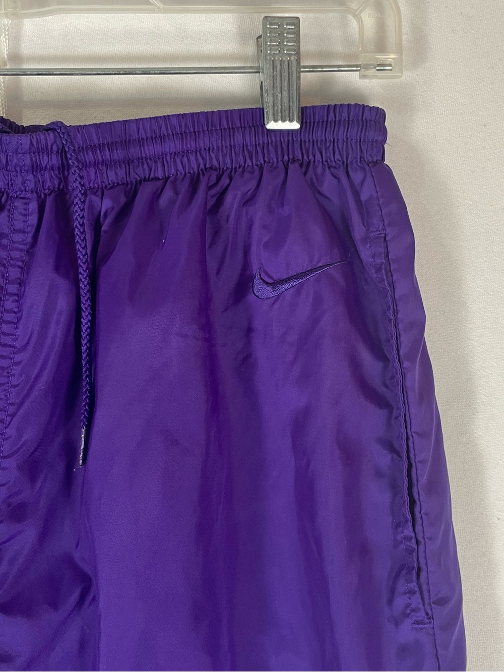 Vintage Nike Purple Swoosh Nylon Windbreaker Pants Ankle Zip Track Pants Sz M